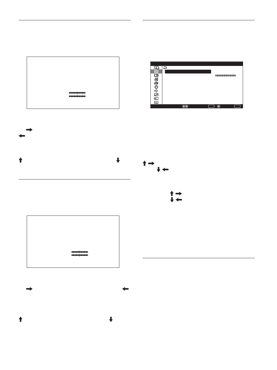 Menu taille de l’écran, Menu centrage de l’écran, Menu réglage des pixels | Réinit | Sony PFM-42X1S User Manual | Page 129 / 376