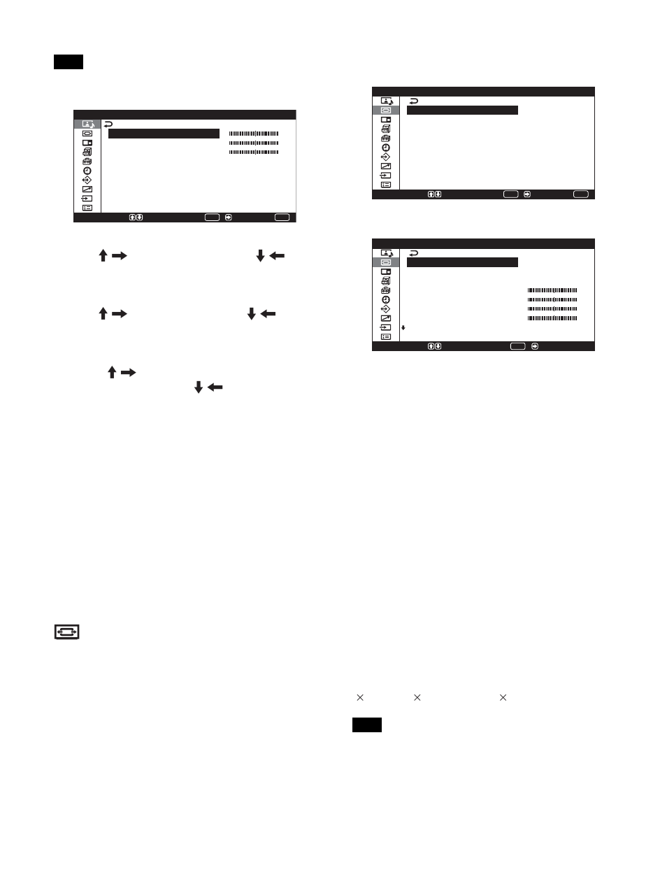 Menu comando schermo, Se funzione menu è impostato su “indietro | Sony PFM-42X1S User Manual | Page 288 / 376