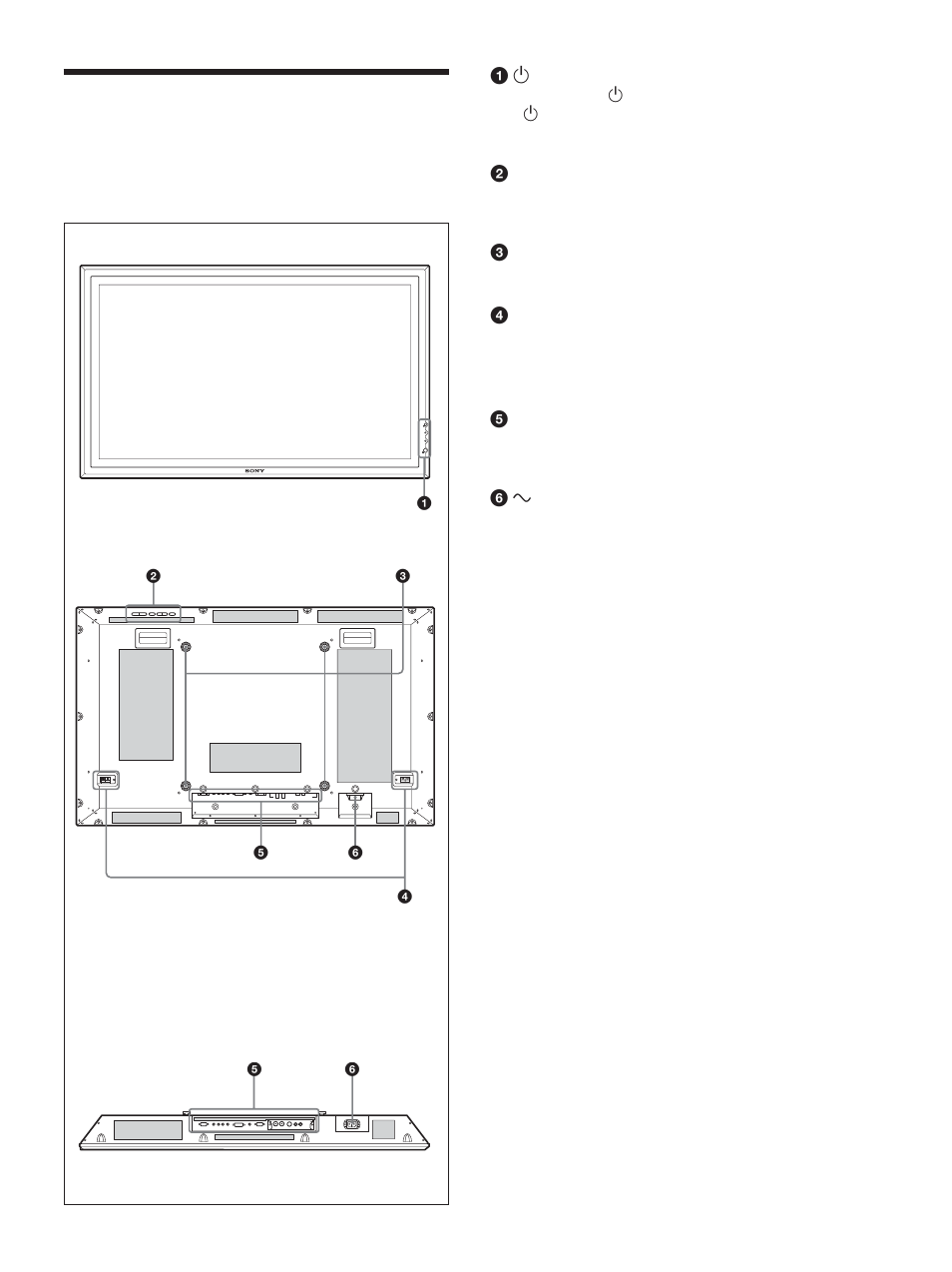 Location and function of parts and controls, Front / rear / bottom | Sony PFM-42X1S User Manual | Page 63 / 376