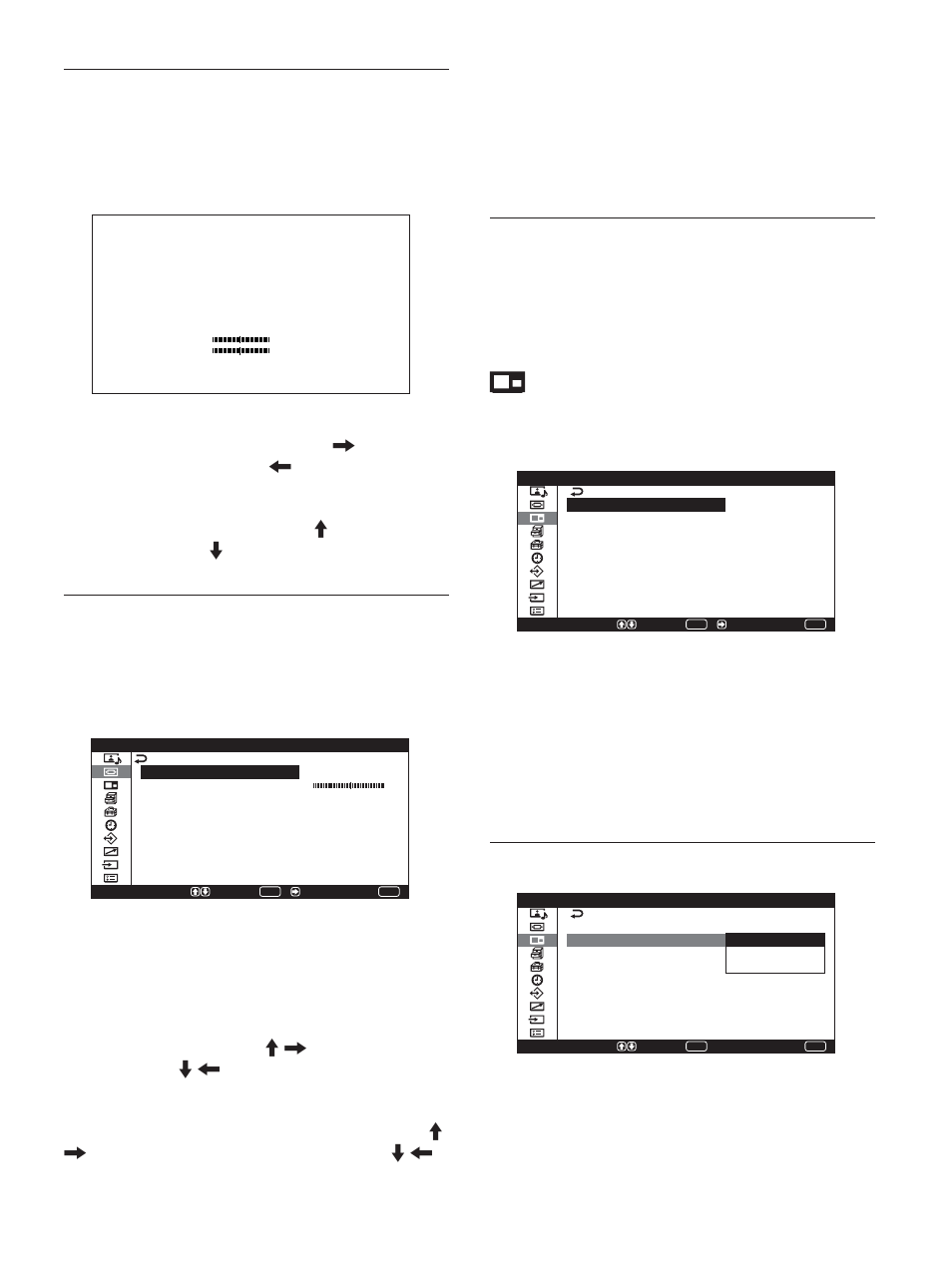 Picture and picture (pap) menu, Screen shift menu, Adjust pixel menu | Reset, Active picture menu | Sony PFM-42X1S User Manual | Page 77 / 376