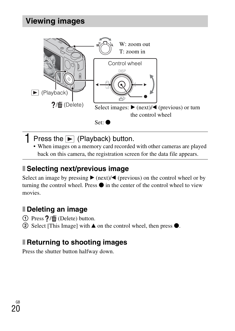 Viewing images | Sony DSC-HX30V User Manual | Page 20 / 68