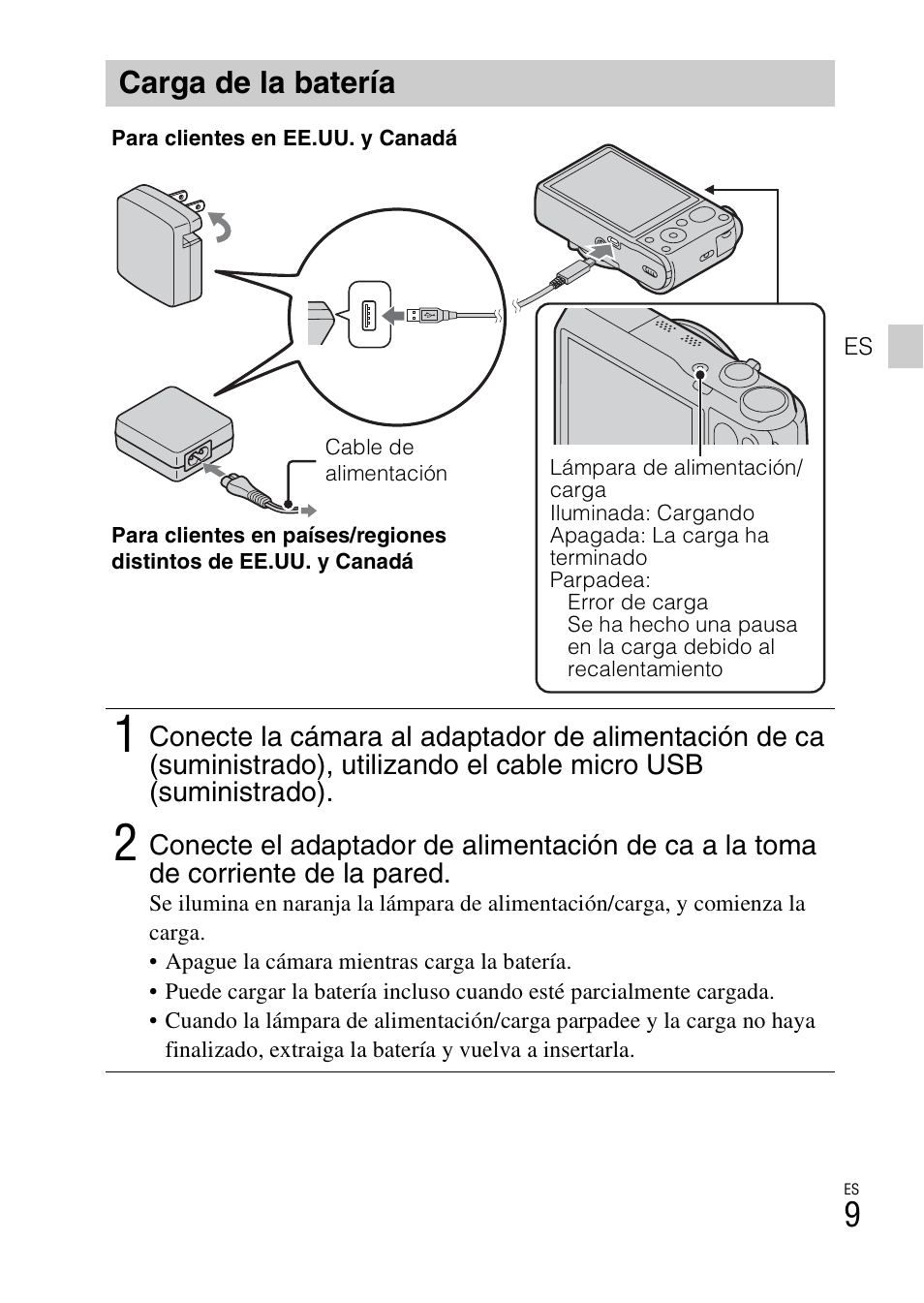 Carga de la batería | Sony DSC-HX30V User Manual | Page 41 / 68