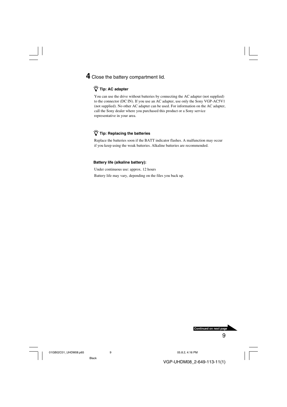 Sony VGP-UHDM08 User Manual | Page 9 / 27