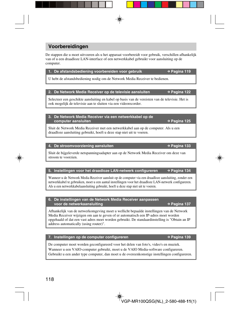 Voorbereidingen | Sony VGP-MR100U User Manual | Page 118 / 143