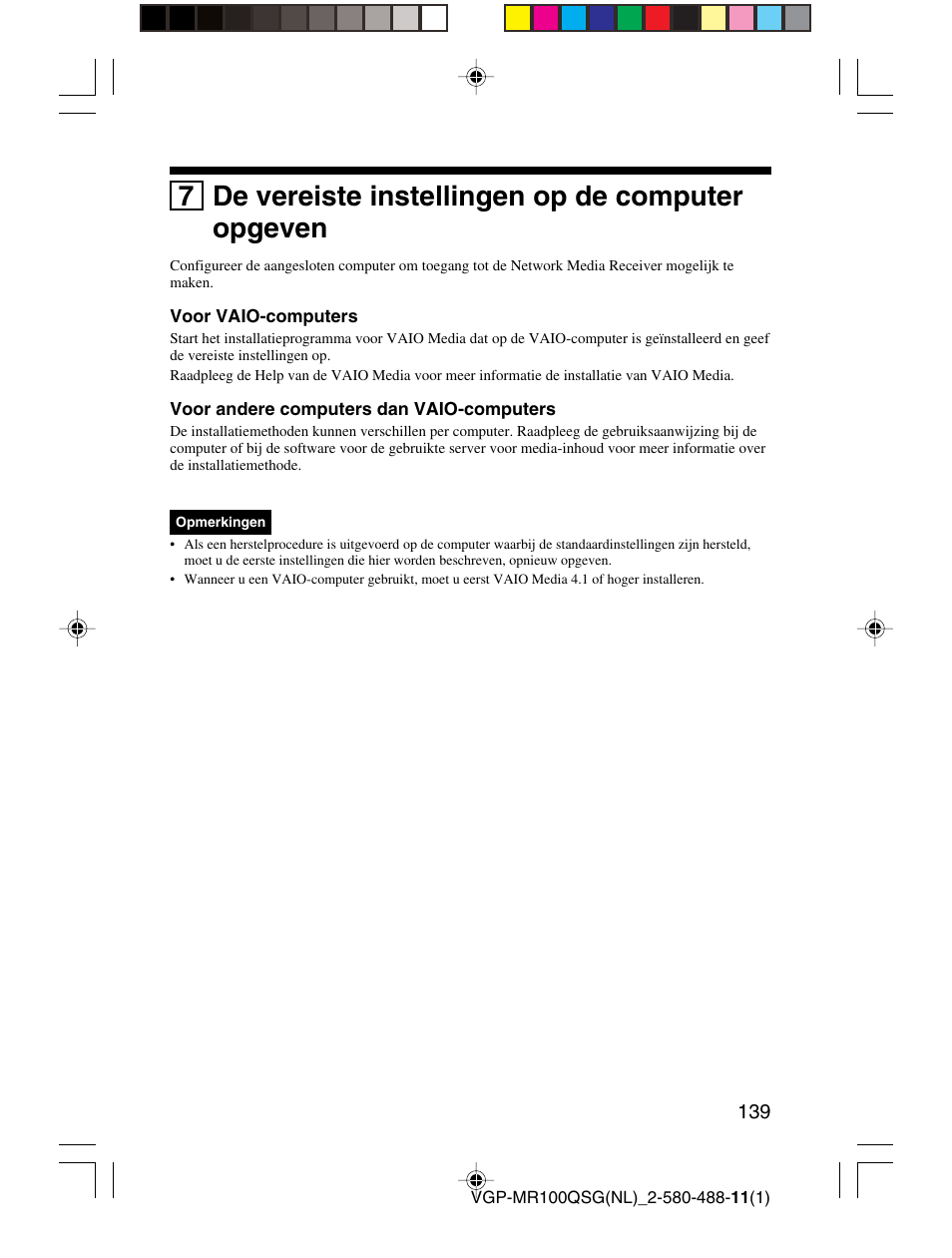 7 de vereiste instellingen op de computer opgeven | Sony VGP-MR100U User Manual | Page 139 / 143