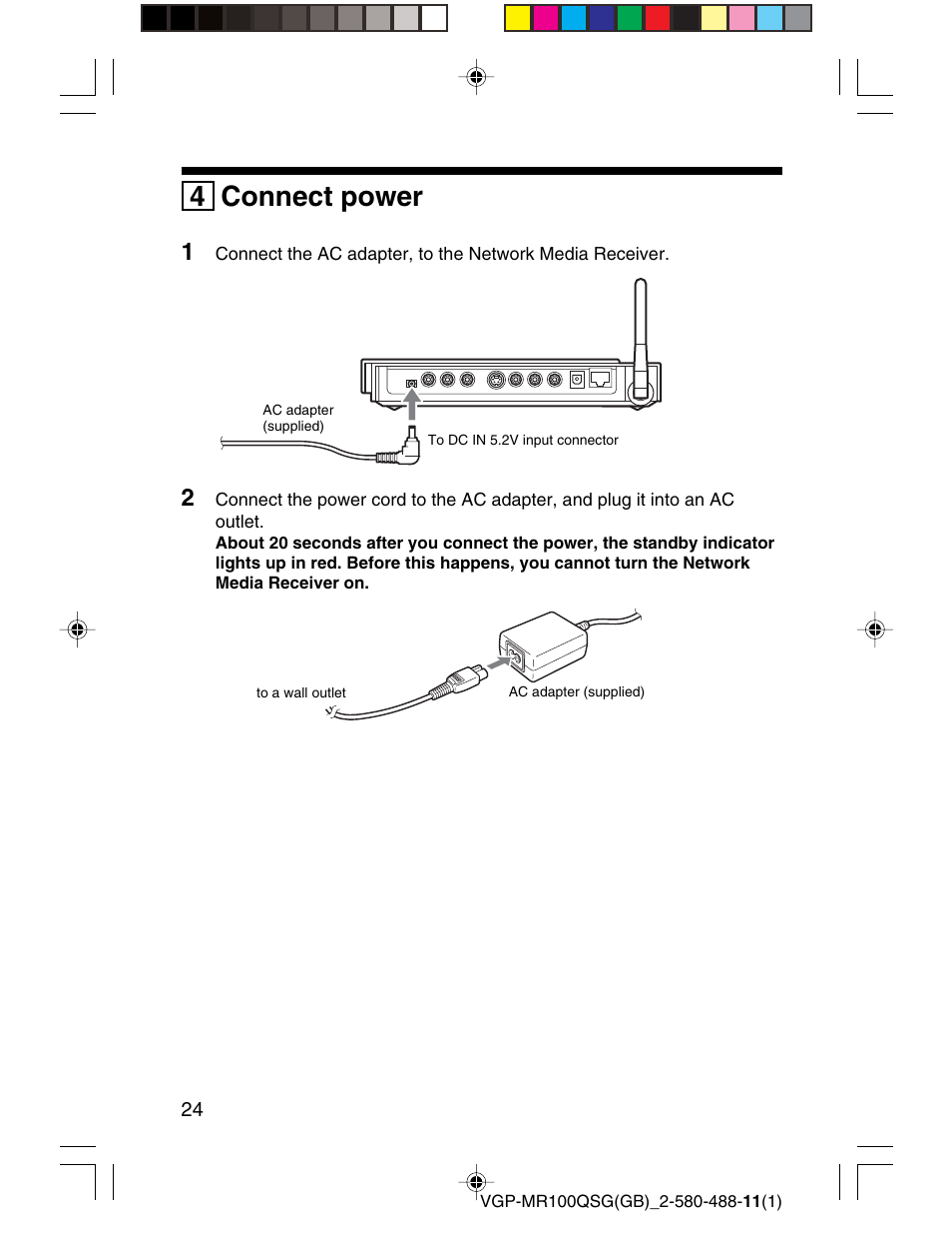 4 connect power | Sony VGP-MR100U User Manual | Page 24 / 143