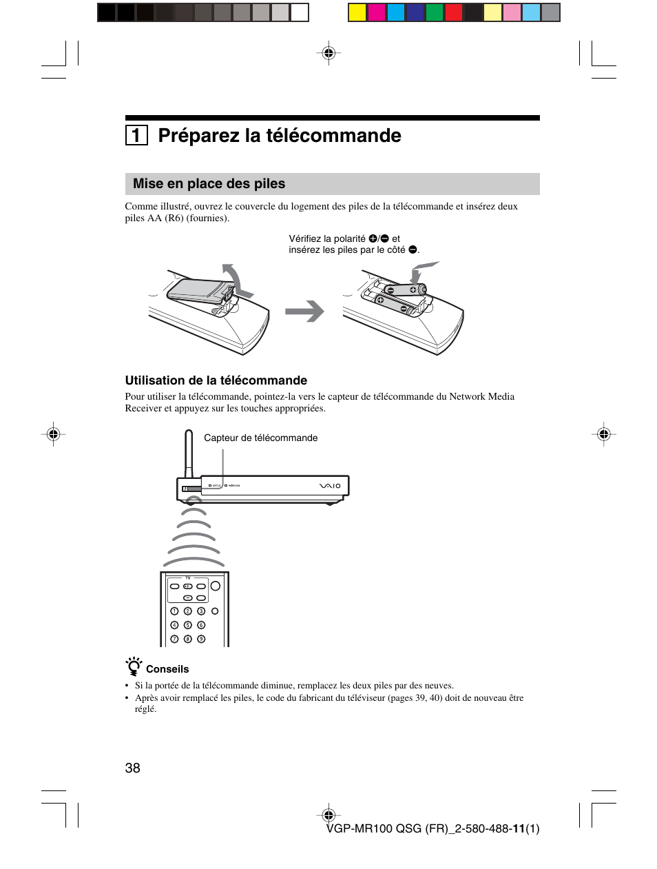 1 préparez la télécommande | Sony VGP-MR100U User Manual | Page 38 / 143