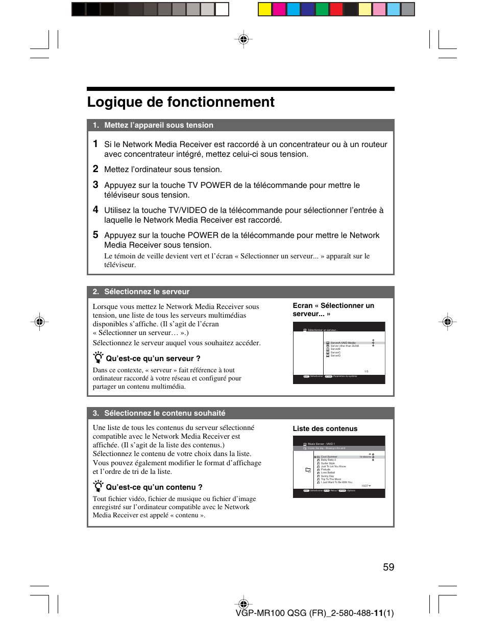 Logique de fonctionnement, Mettez l’ordinateur sous tension | Sony VGP-MR100U User Manual | Page 59 / 143
