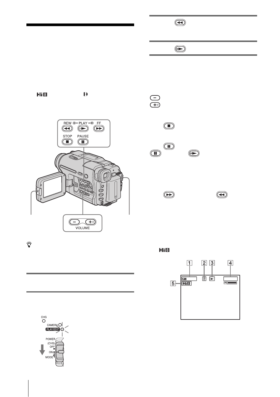 Playback, Viewing pictures recorded on a tape | Sony CCD-TRV328 User Manual | Page 34 / 100