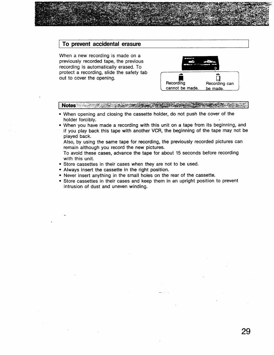 To prevent accidental erasure | Sony GV-8 User Manual | Page 29 / 60