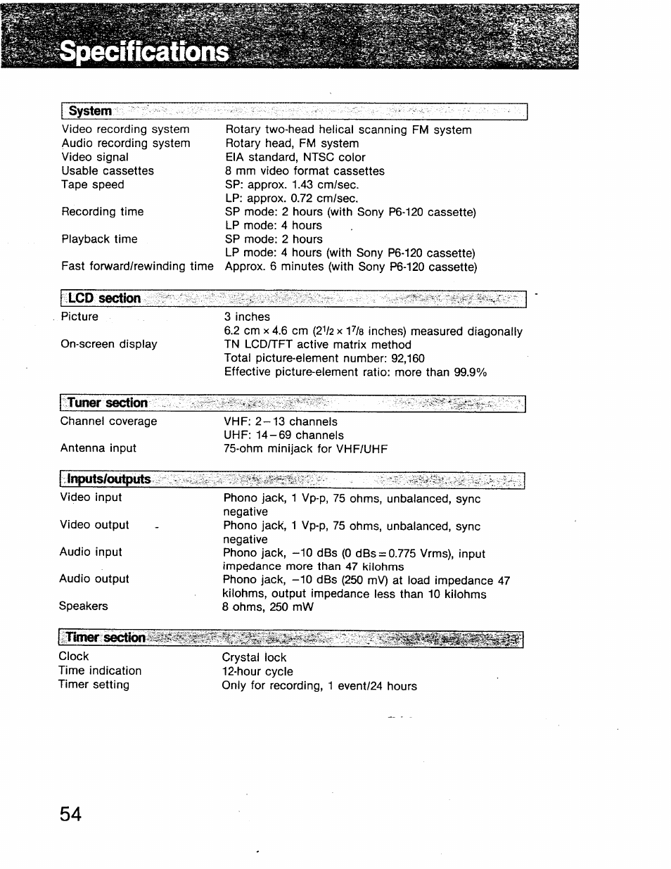 Sony GV-8 User Manual | Page 54 / 60