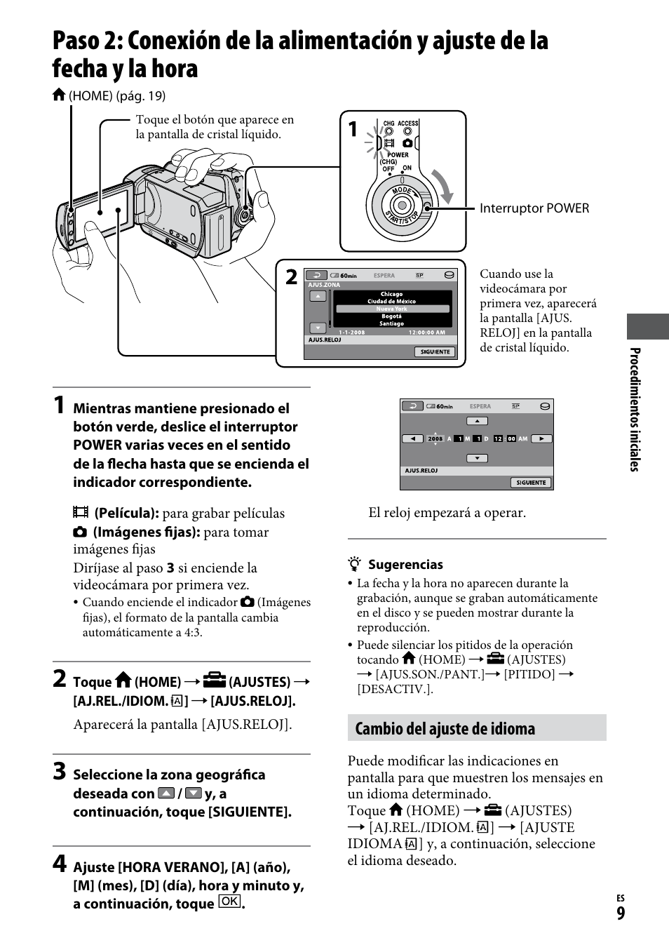 Cambio del ajuste de idioma | Sony DCR-SR65 User Manual | Page 43 / 68