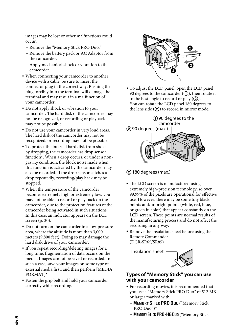 Sony DCR-SR65 User Manual | Page 6 / 68