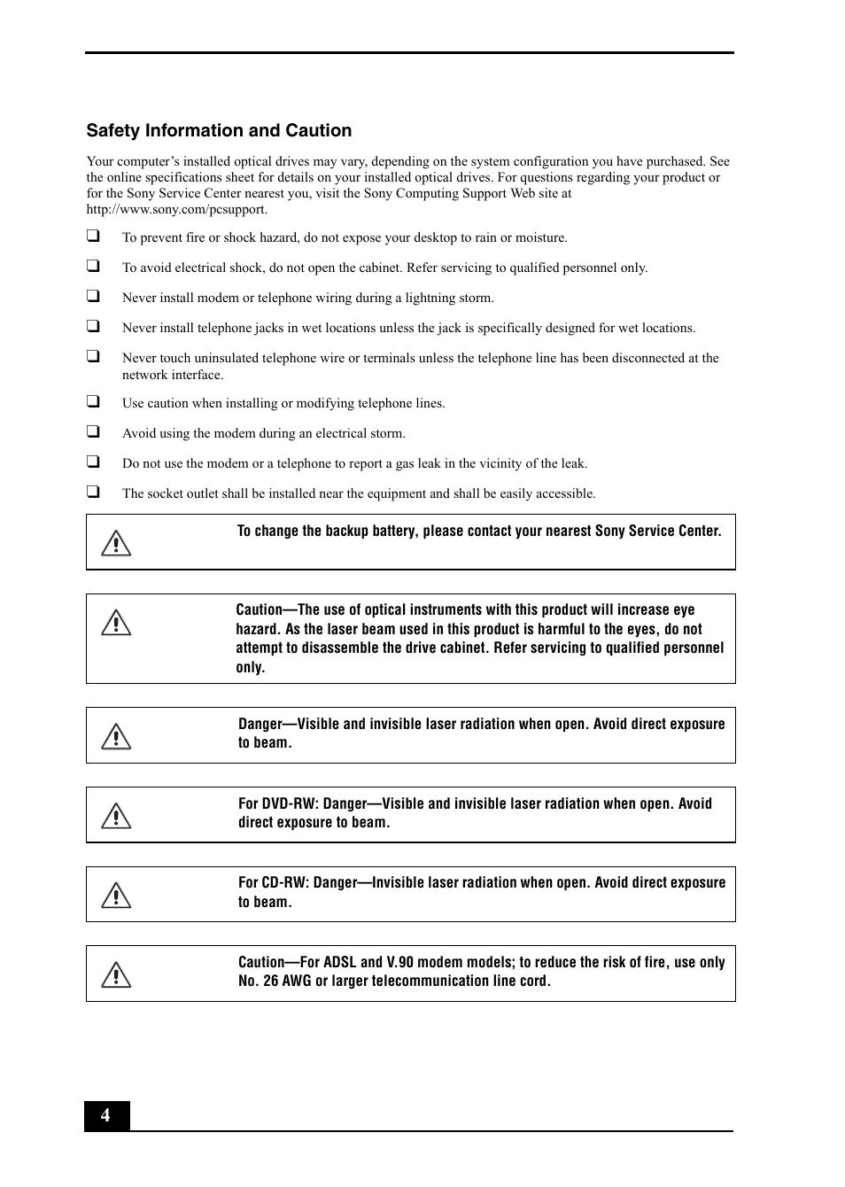 Sony PCV-RZ40C User Manual | Page 4 / 52