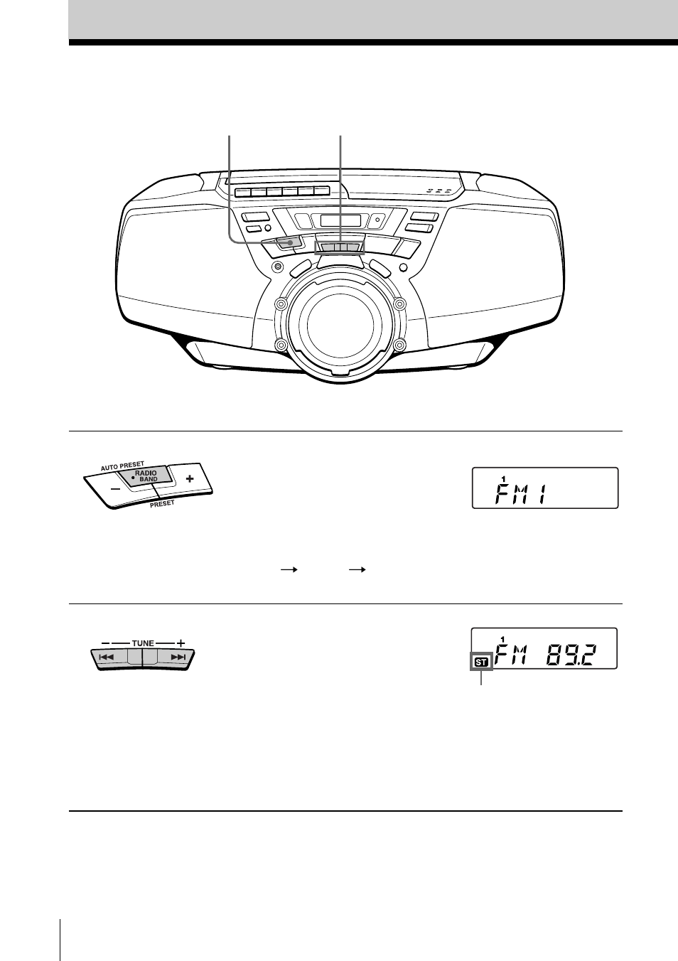 Listening to the radio | Sony CFD-G30 User Manual | Page 6 / 36