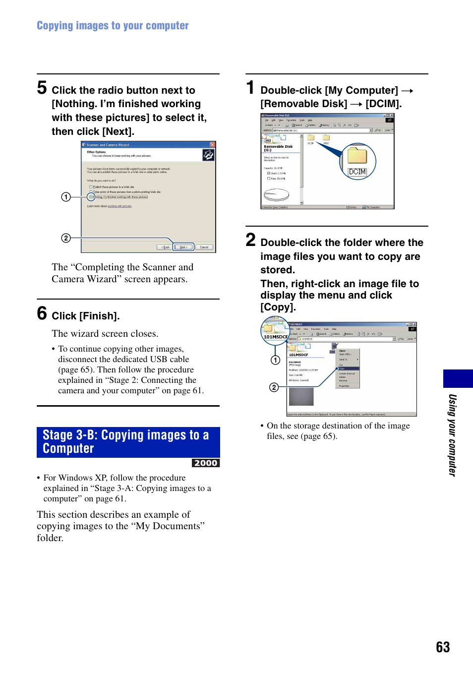 Stage 3-b: copying images to a computer | Sony DSC-S700BDL User Manual | Page 63 / 101