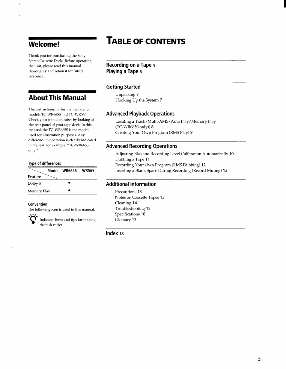 Sony TC-WR565 User Manual | Page 3 / 20