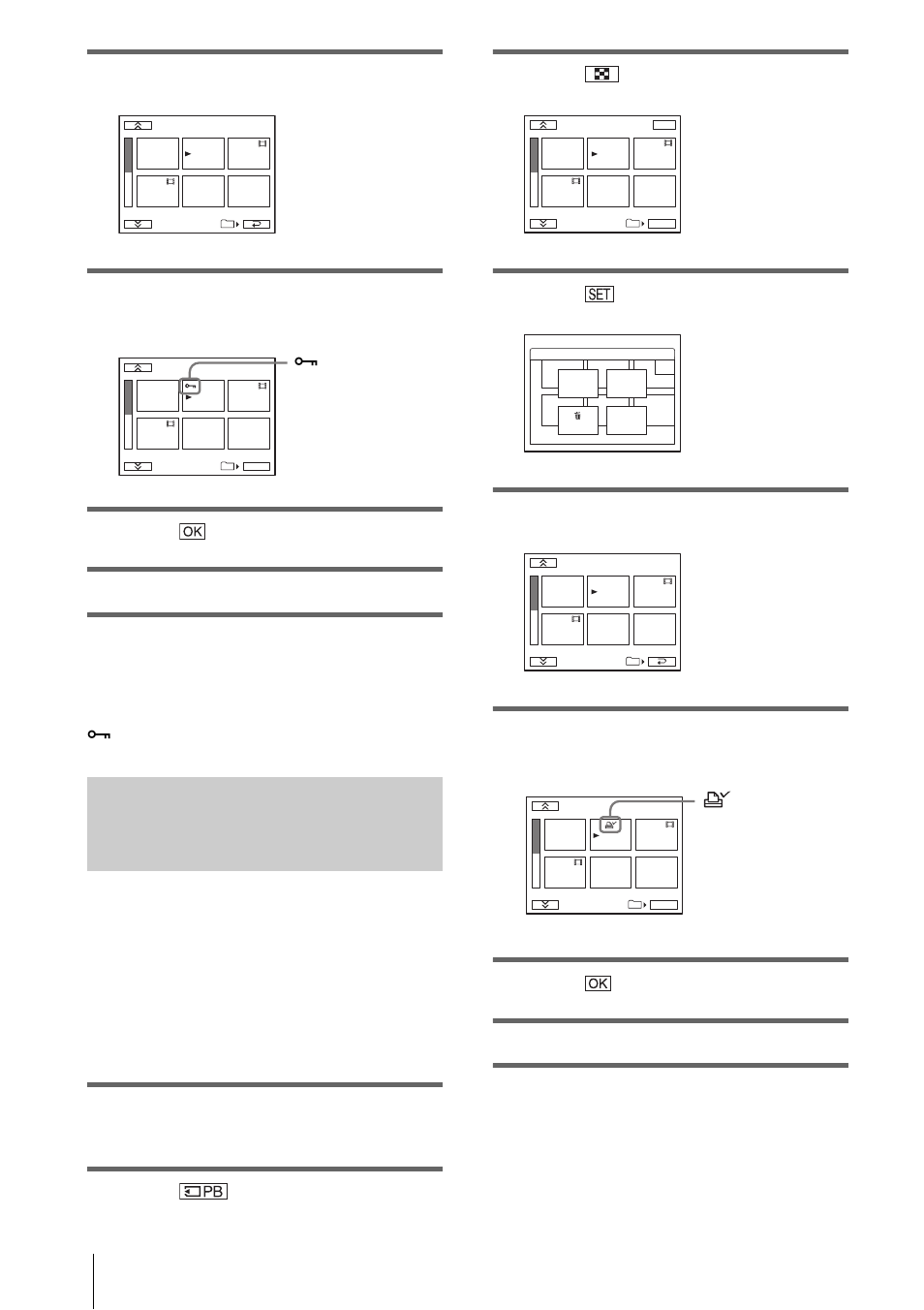 P. 108), Selecting still images for printing – print mark, Touch [protect | Touch the image that you want to protect, Touch, Touch [end, Touch [print mark, Touch the image that you want to print out later | Sony DCR-HC30 User Manual | Page 108 / 148