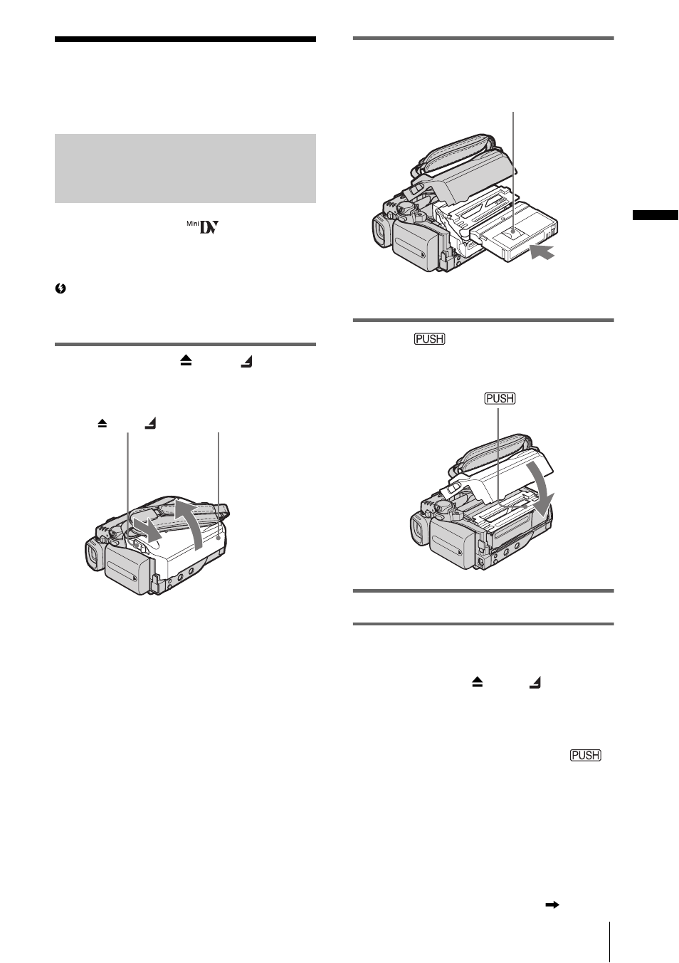 Step 6: inserting the recording media, Inserting a cassette tape | Sony DCR-HC30 User Manual | Page 23 / 148