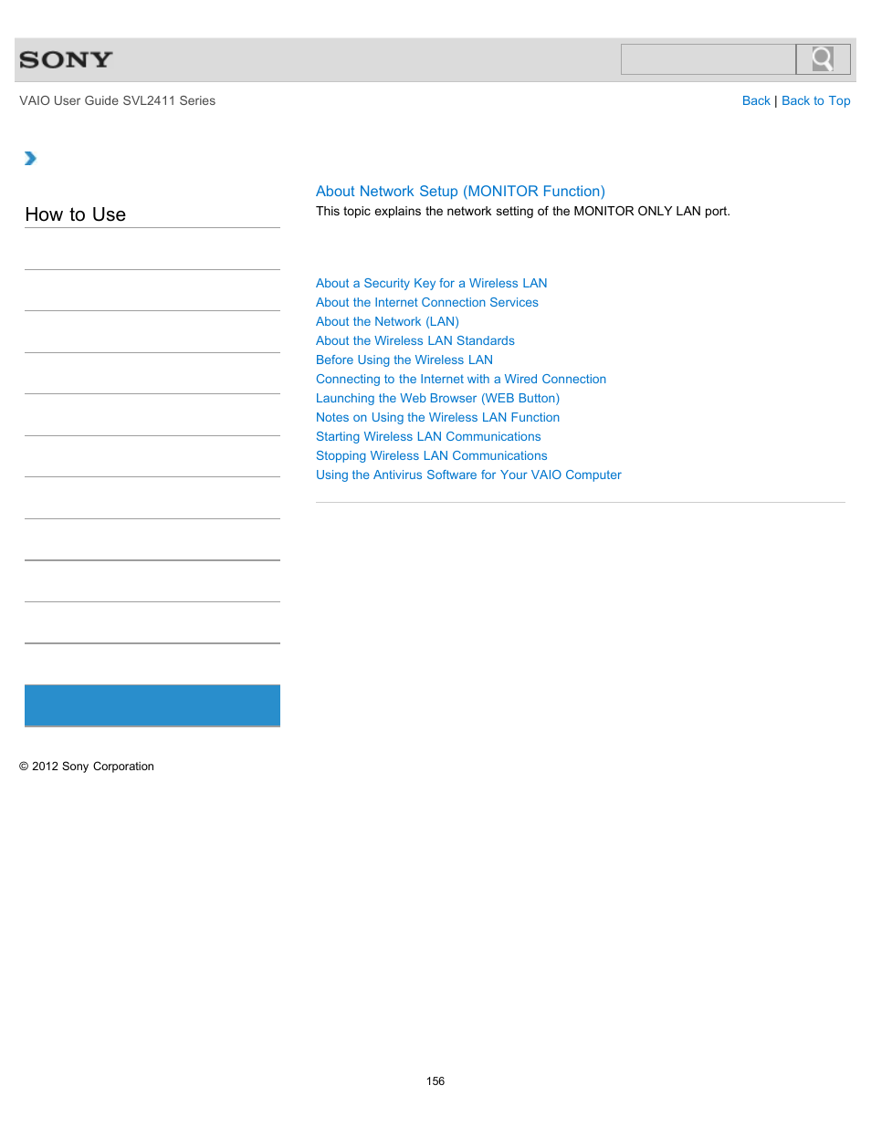 Internet, How to use | Sony SVL241190X User Manual | Page 156 / 522
