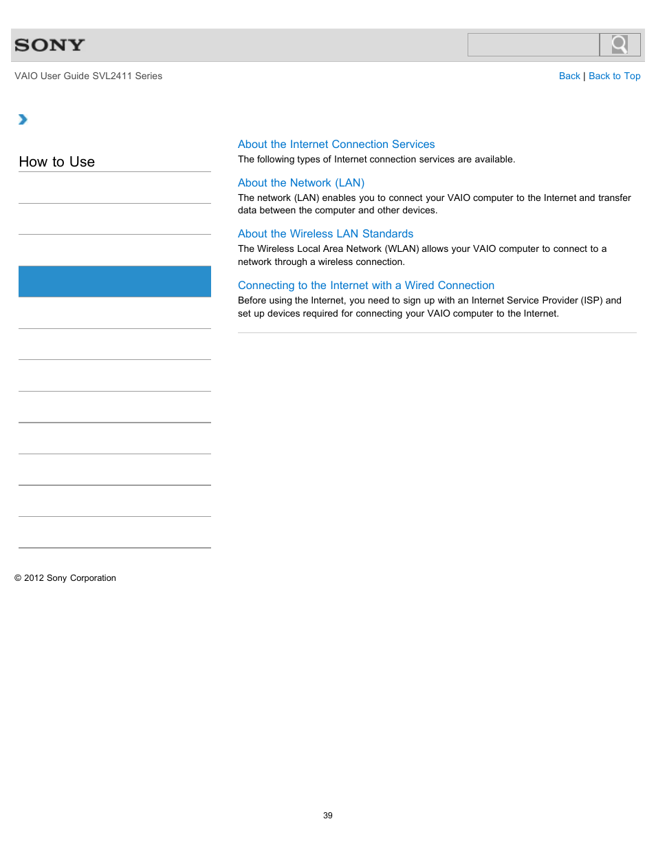 How to use | Sony SVL241190X User Manual | Page 39 / 522