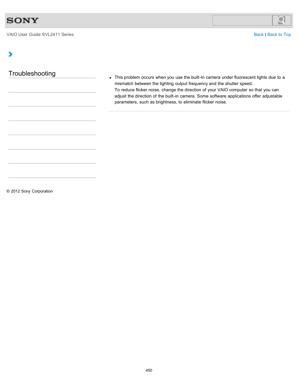 What should i do if captured images flicker, Troubleshooting | Sony SVL241190X User Manual | Page 450 / 522