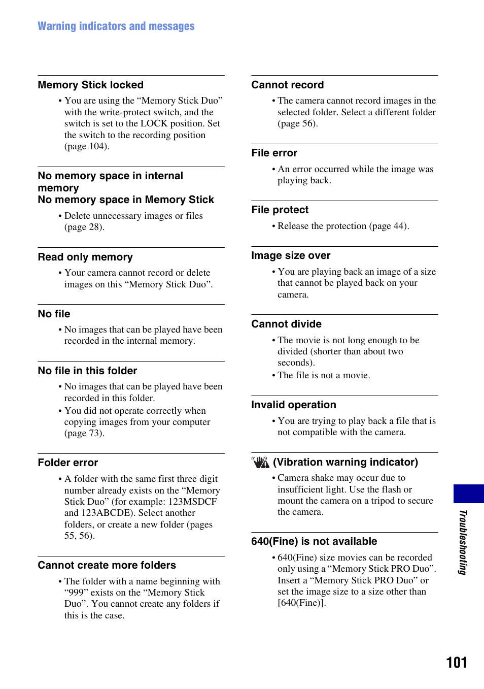 Sony DSC-W55BDL User Manual | Page 101 / 111
