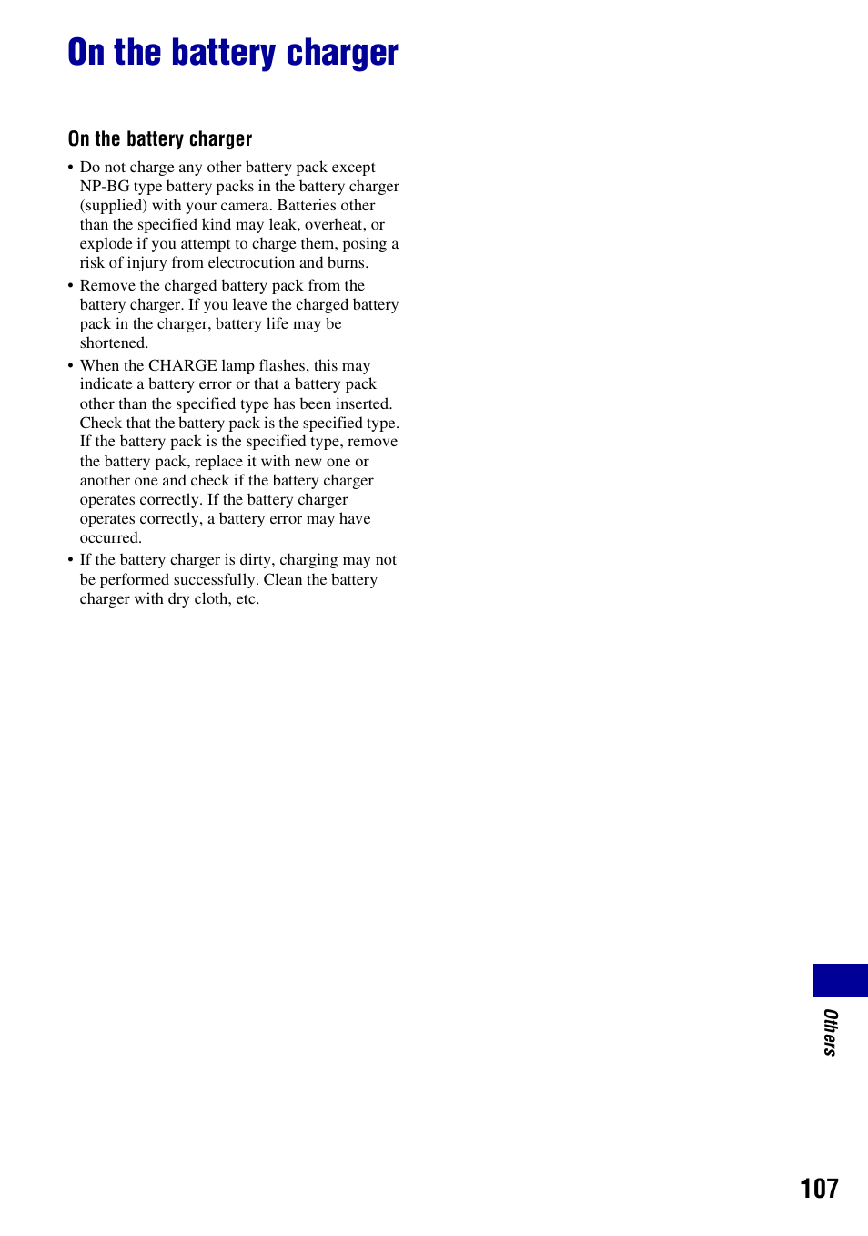 On the battery charger | Sony DSC-W55BDL User Manual | Page 107 / 111