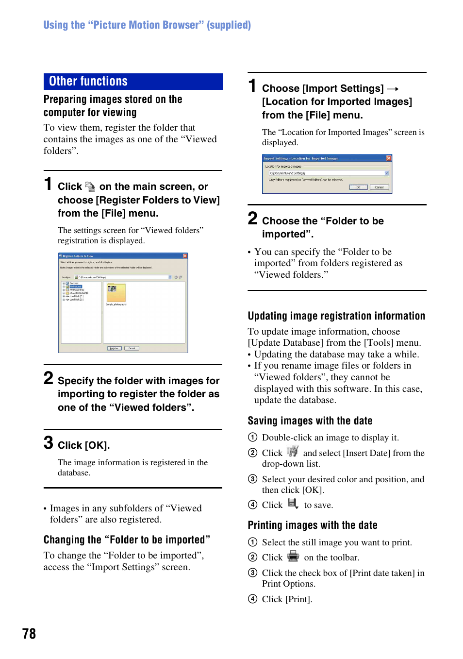 Other functions | Sony DSC-W55BDL User Manual | Page 78 / 111