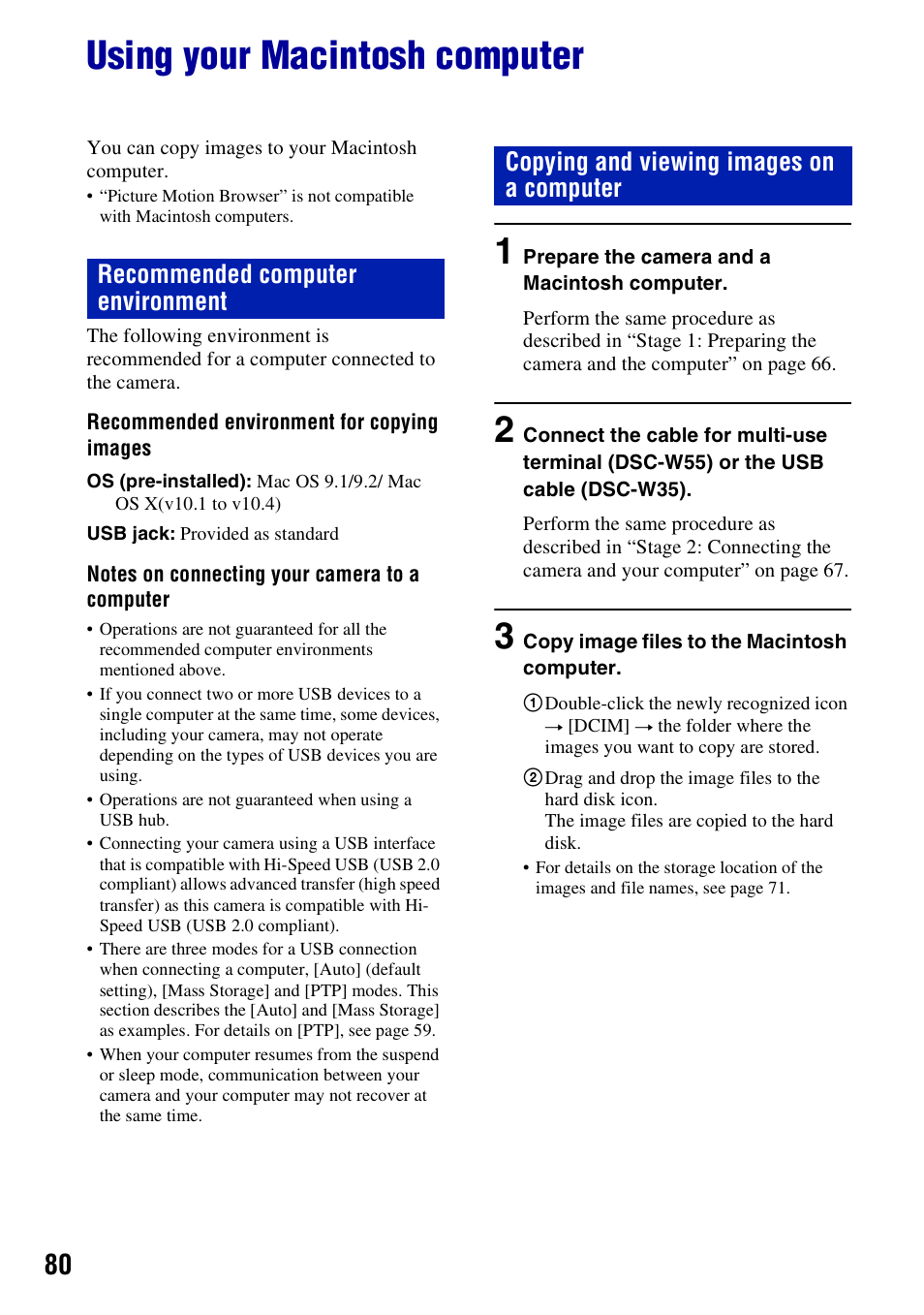 Using your macintosh computer | Sony DSC-W55BDL User Manual | Page 80 / 111