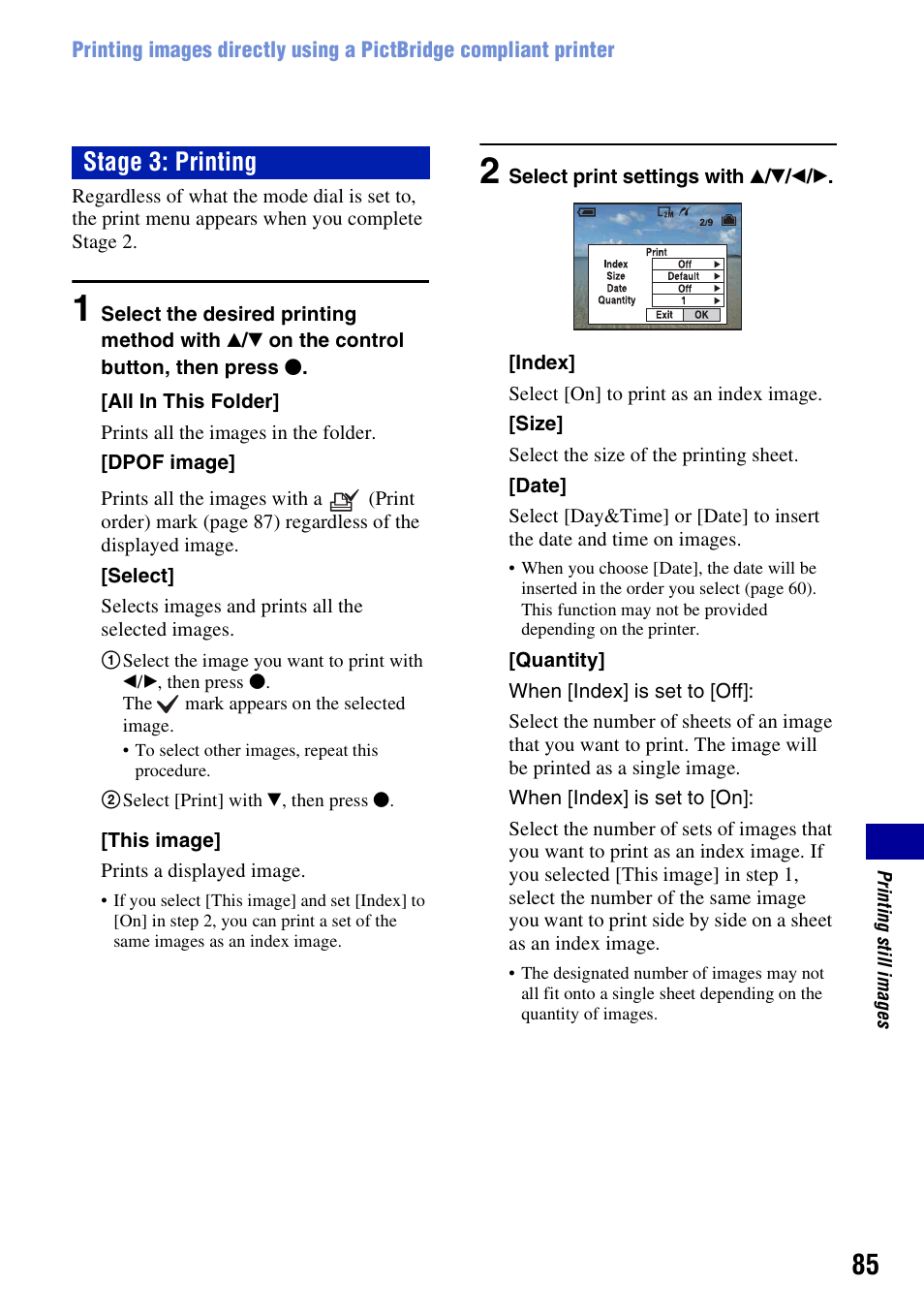 Stage 3: printing | Sony DSC-W55BDL User Manual | Page 85 / 111