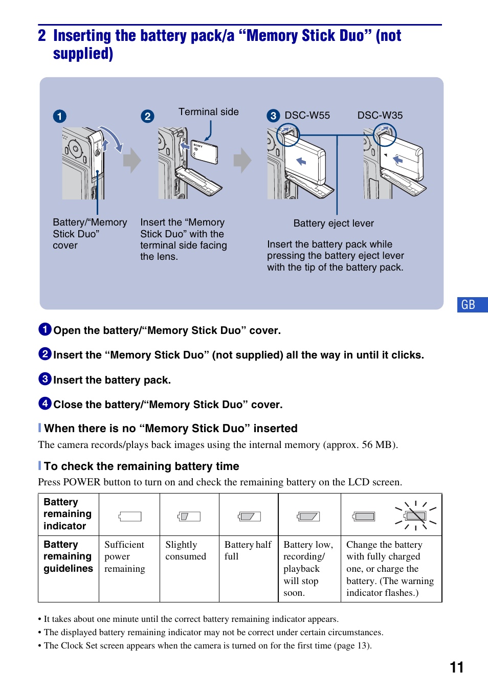 Sony DSC-W55BDLWM User Manual | Page 11 / 64