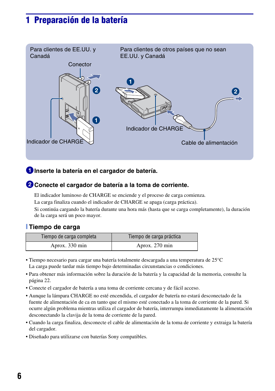 1 preparación de la batería | Sony DSC-W55BDLWM User Manual | Page 38 / 64