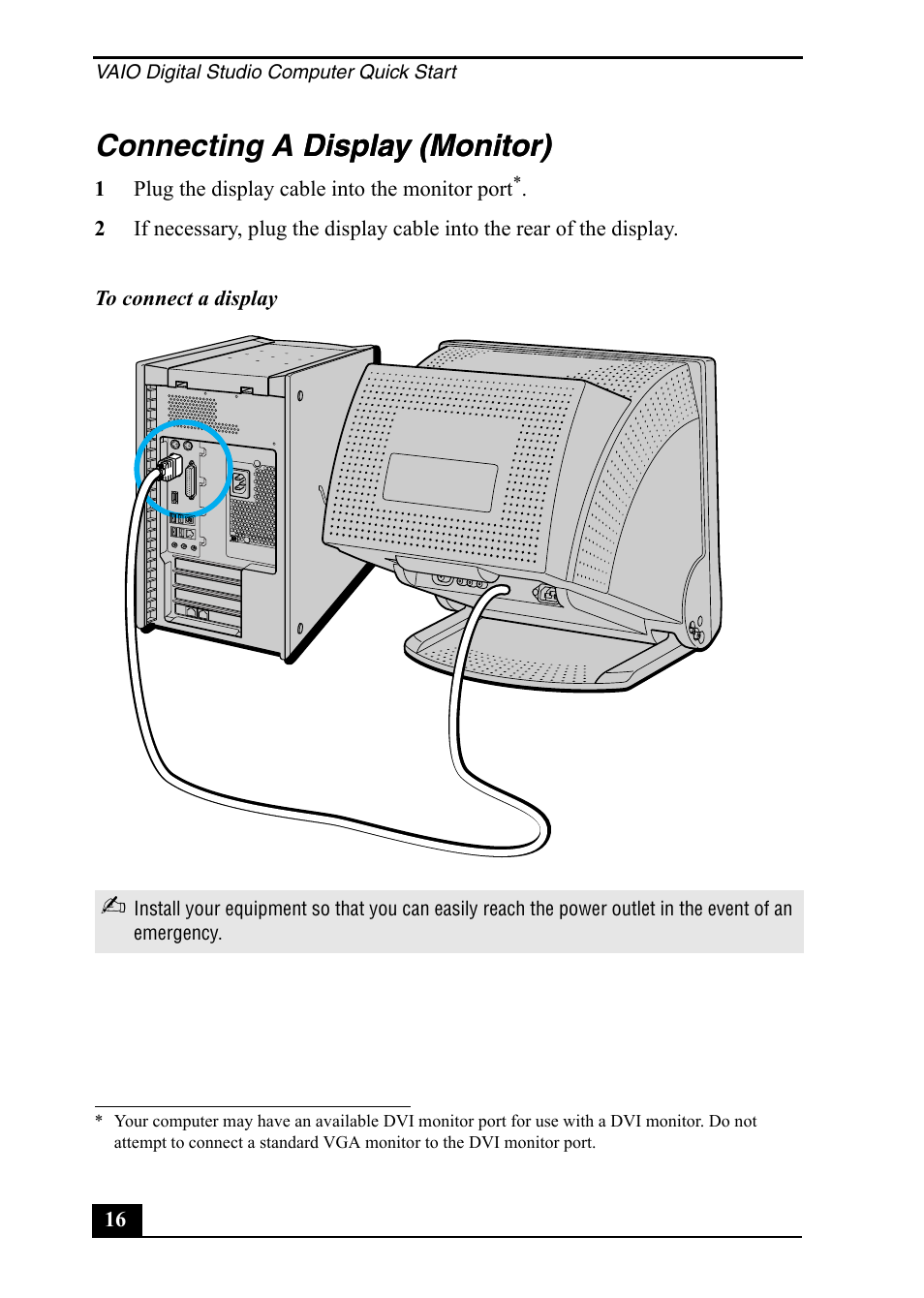 Connecting a display (monitor) display (monitor) | Sony PCV-RX860 User Manual | Page 16 / 80