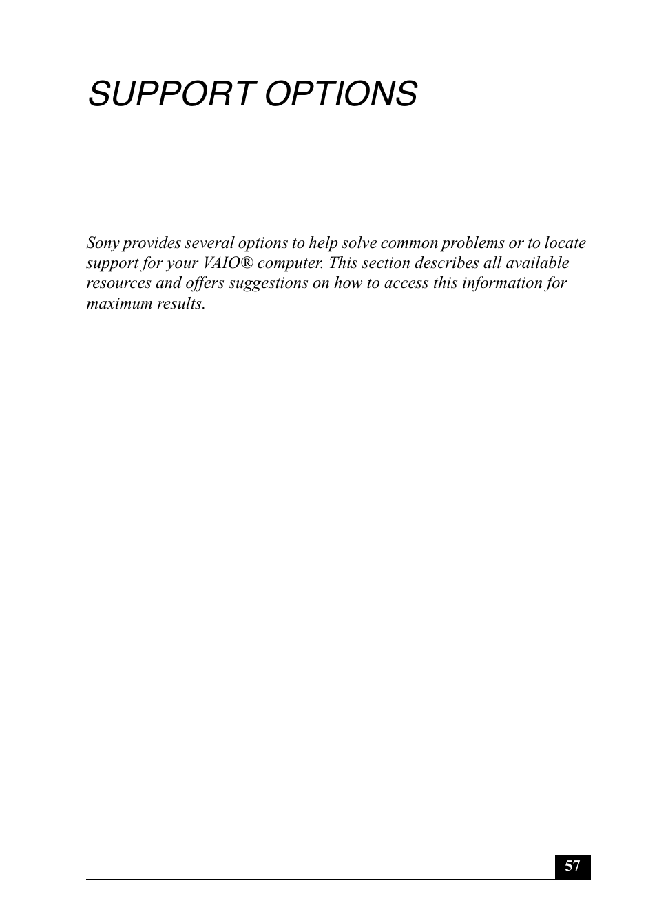 Support options | Sony PCV-RX860 User Manual | Page 57 / 80