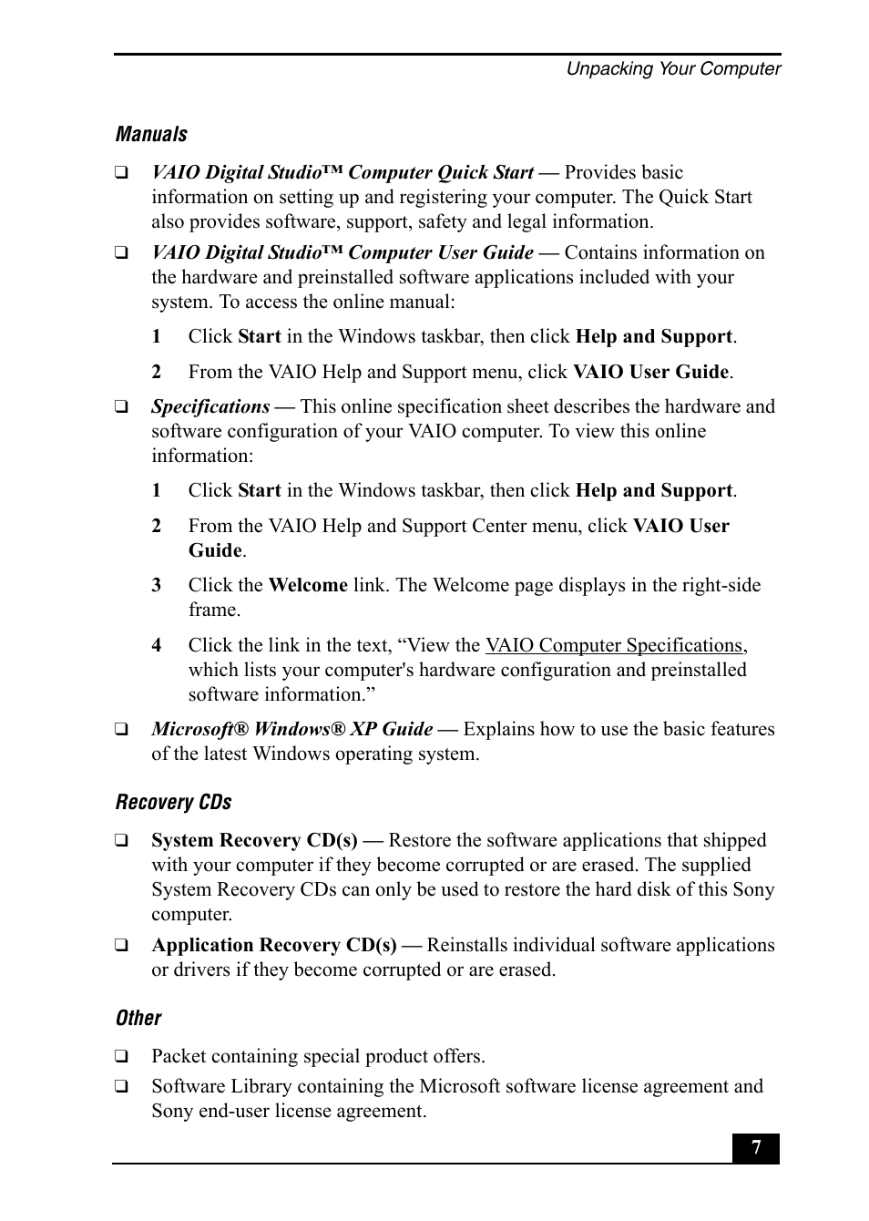 Sony PCV-RX860 User Manual | Page 7 / 80