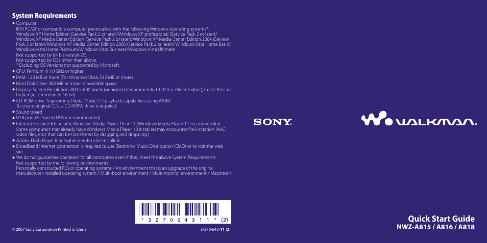 Sony NWZ-A816PNK User Manual | 16 pages