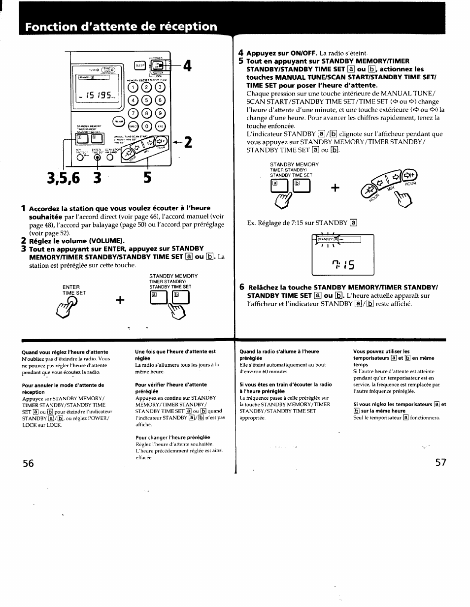 Fonction d'attente de réception, O © 0 o 0 | Sony ICF-SW7600G User Manual | Page 29 / 80