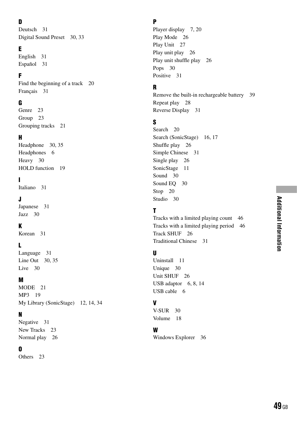 Sony NW-HD3 User Manual | Page 49 / 50