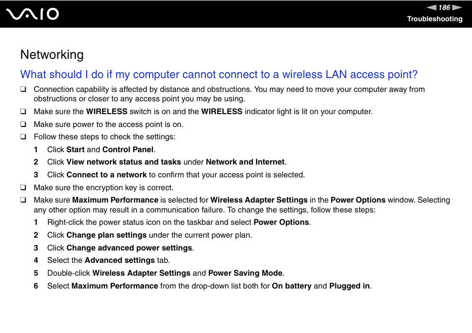 Networking | Sony VGN-Z690N User Manual | Page 186 / 222
