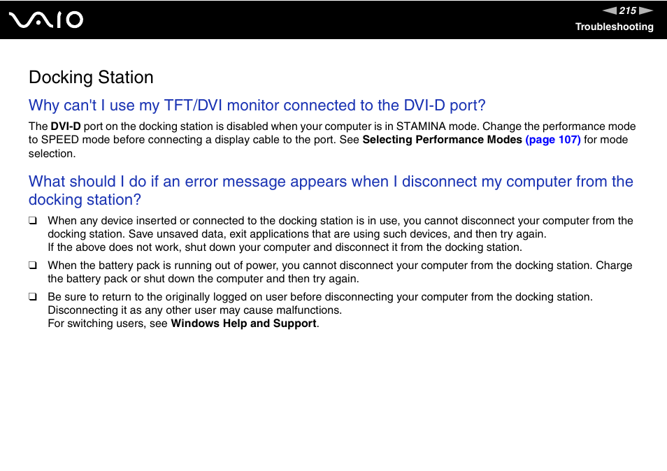 Docking station | Sony VGN-Z690N User Manual | Page 215 / 222
