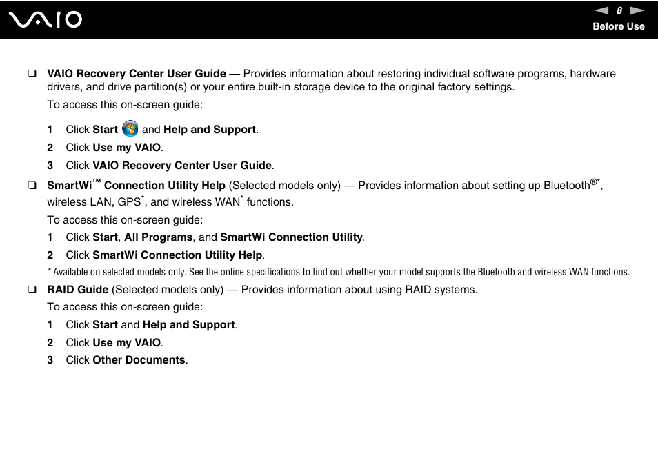 Sony VGN-Z690N User Manual | Page 8 / 222