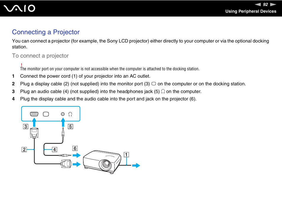 Connecting a projector | Sony VGN-Z690N User Manual | Page 92 / 222