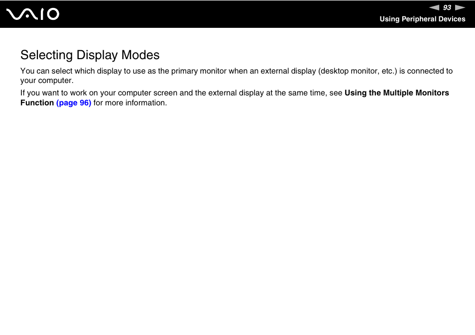 Selecting display modes | Sony VGN-Z690N User Manual | Page 93 / 222