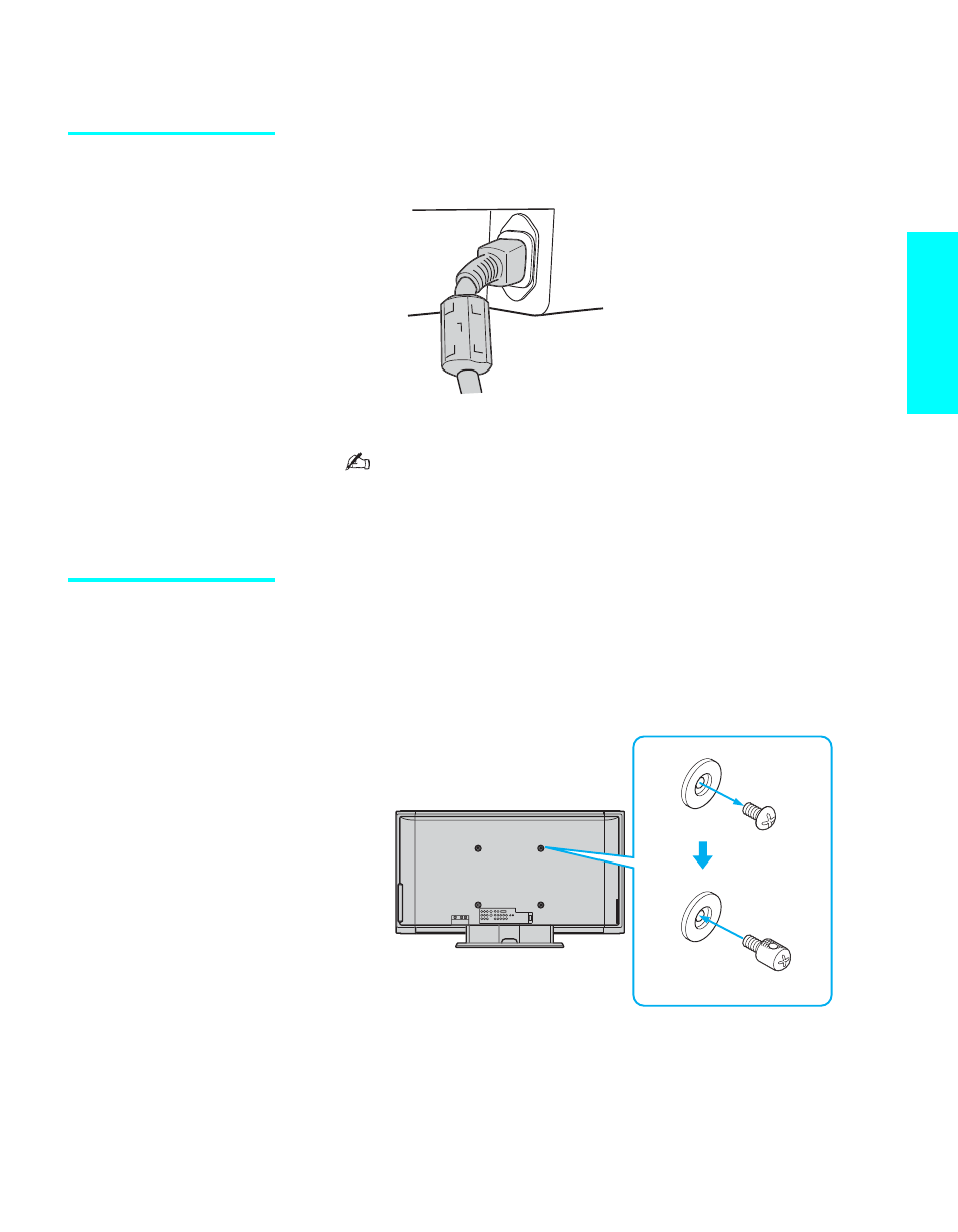 Installing the tv, Connecting the ac power cord, Preventing the tv from falling down | Sony KE-42XS910 User Manual | Page 23 / 116