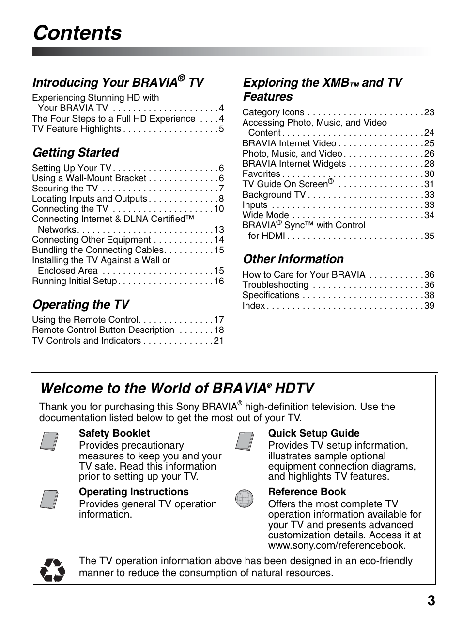 Sony KDL-46W5150 User Manual | Page 3 / 40