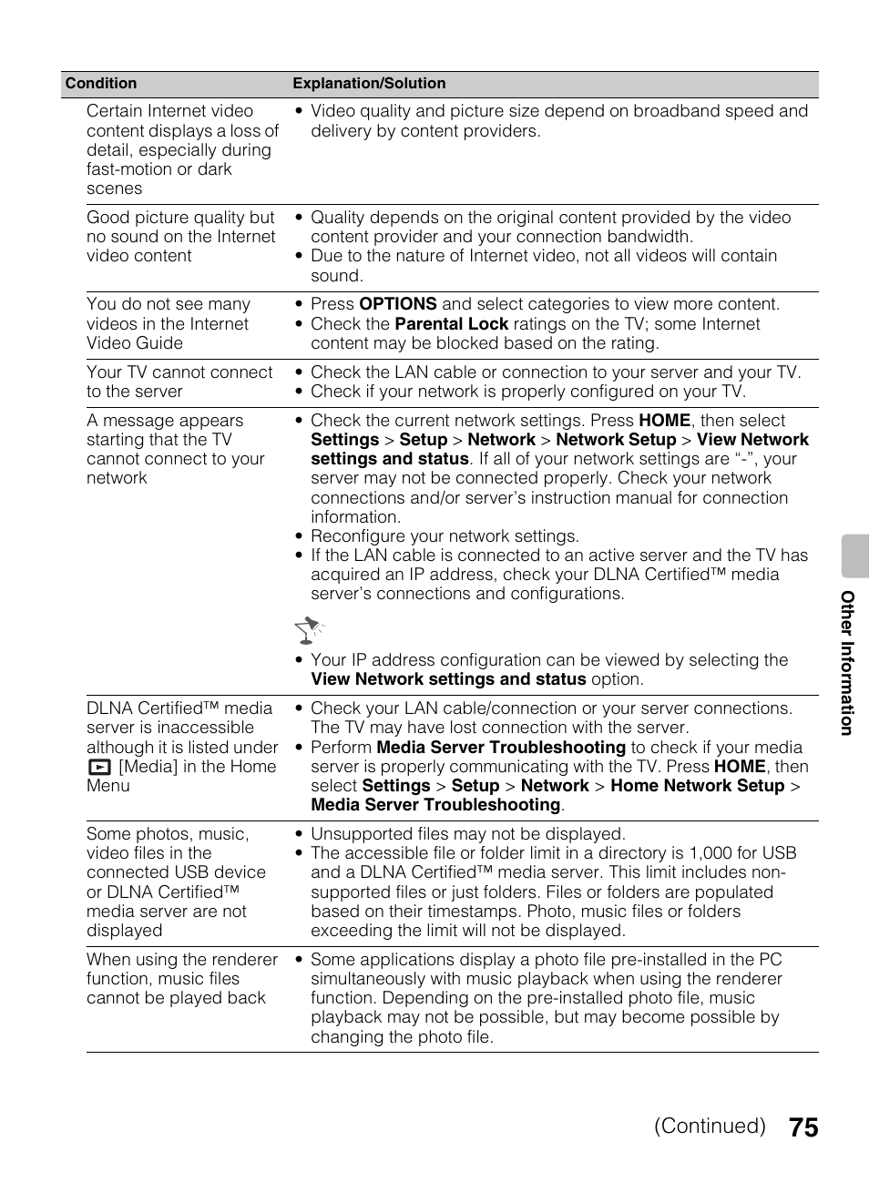 Continued) | Sony KDL-70R550A User Manual | Page 75 / 84