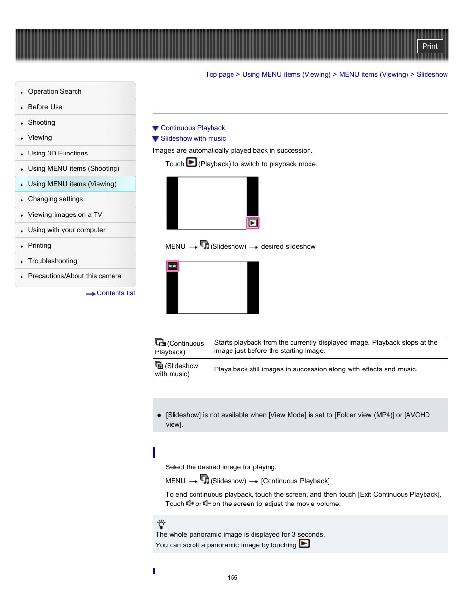 Slideshow | Sony DSC-TX55 User Manual | Page 155 / 275
