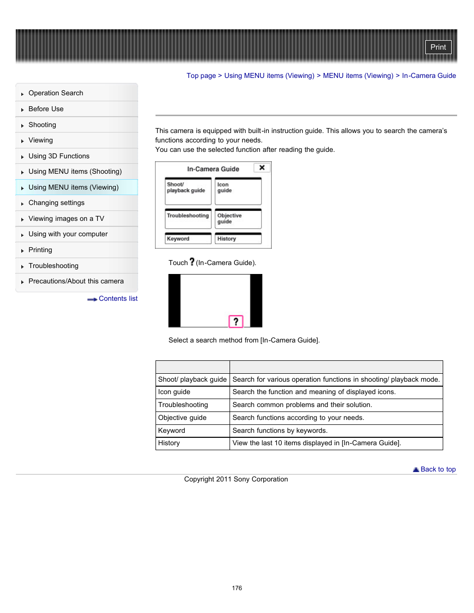 In-camera guide | Sony DSC-TX55 User Manual | Page 176 / 275