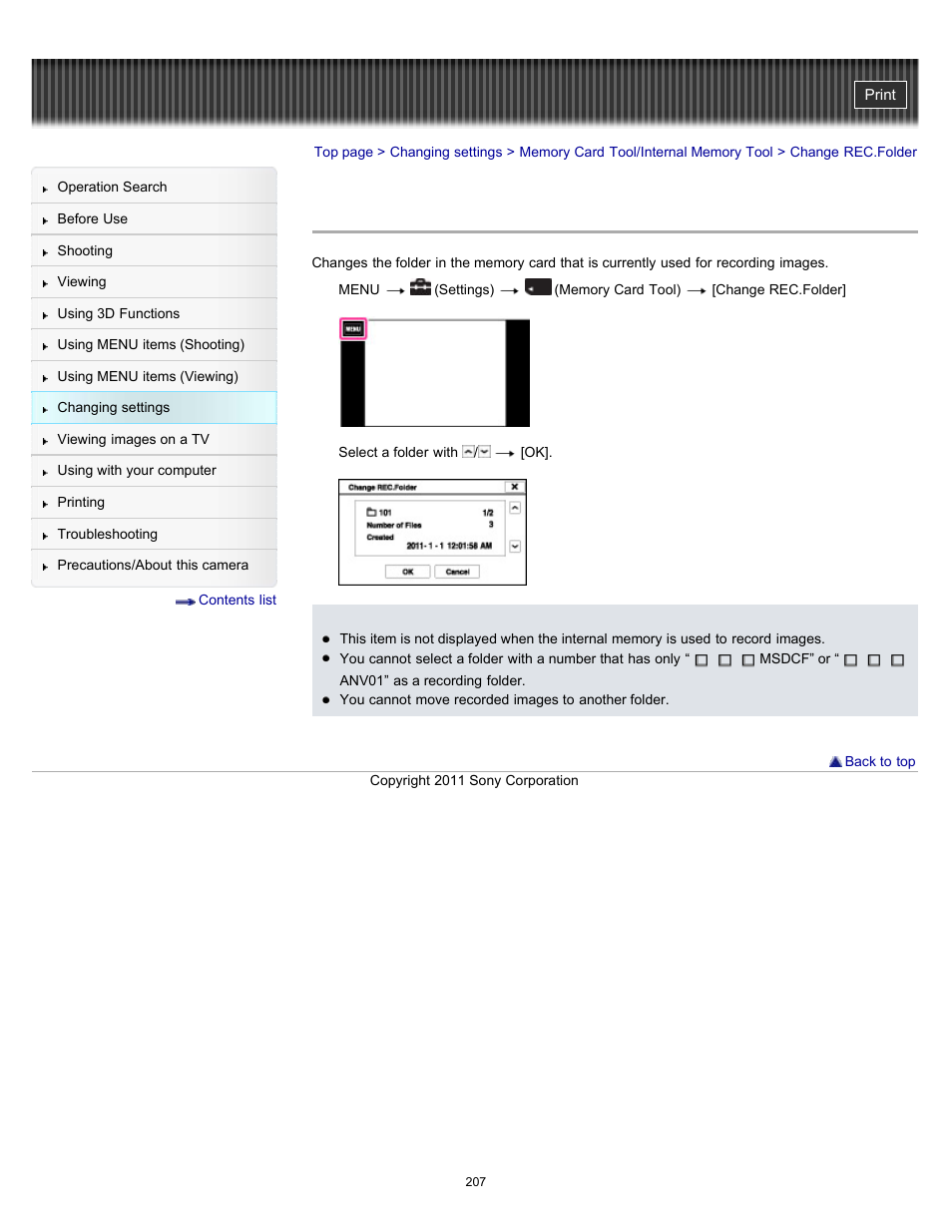 Change rec.folder, Details | Sony DSC-TX55 User Manual | Page 207 / 275